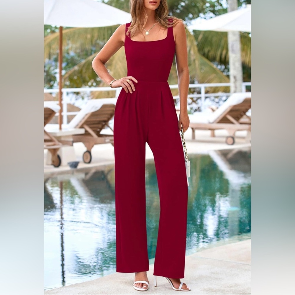 NWT Pretty Garden Deep Red Sleeveless Romper / Pantsuit, Size XL - Picture 16 of 16